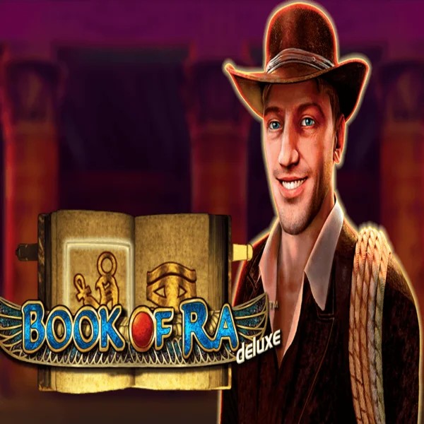 Slots logo of Book of Ra Deluxe from Novomatic at CasinOK