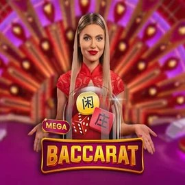 Mega Baccarat online game logo by Pragmatic Play on casinoks.co.uk