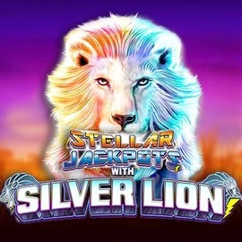 Jackpots logo of Stellar Jackpots with Silver Lion from Lightning Box Game at CasinOK